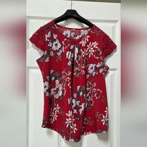 Floral Red Women's Top